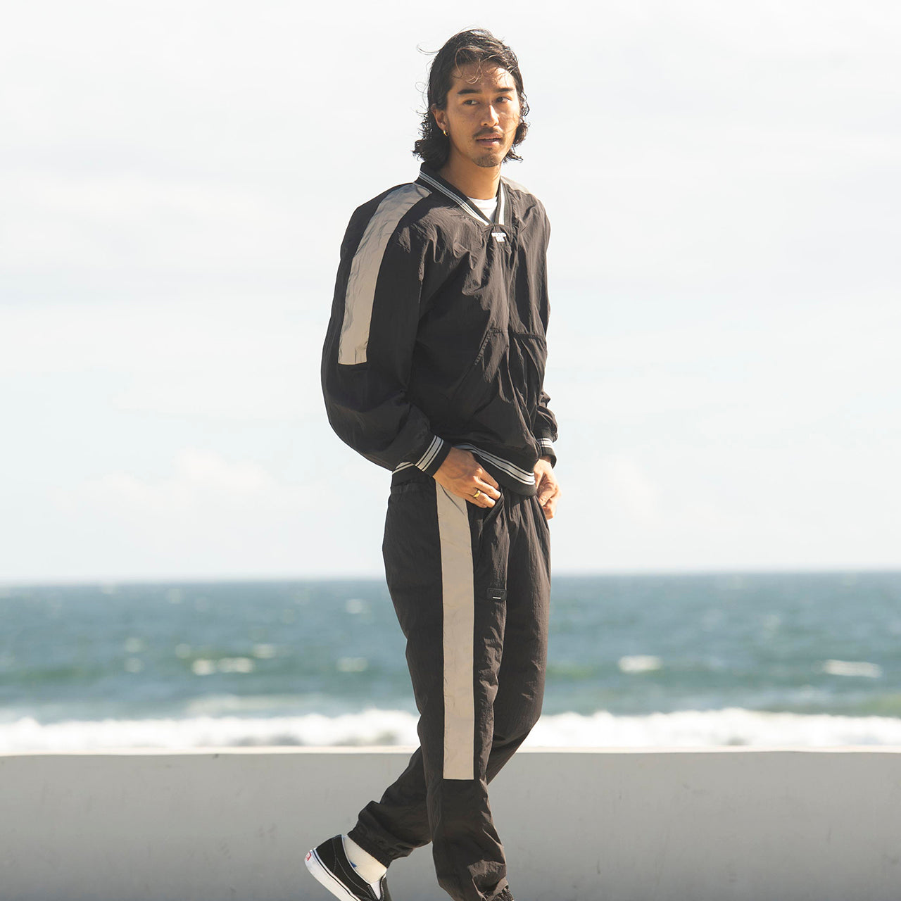 Reflective V-neck pullover