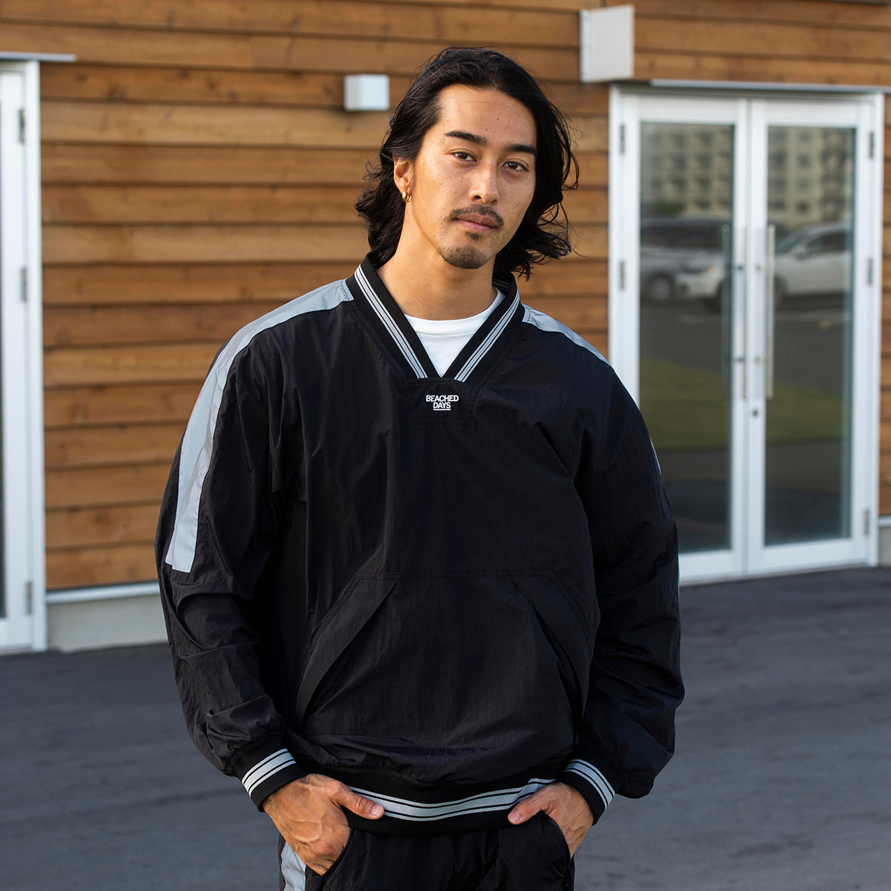 Reflective V-neck pullover
