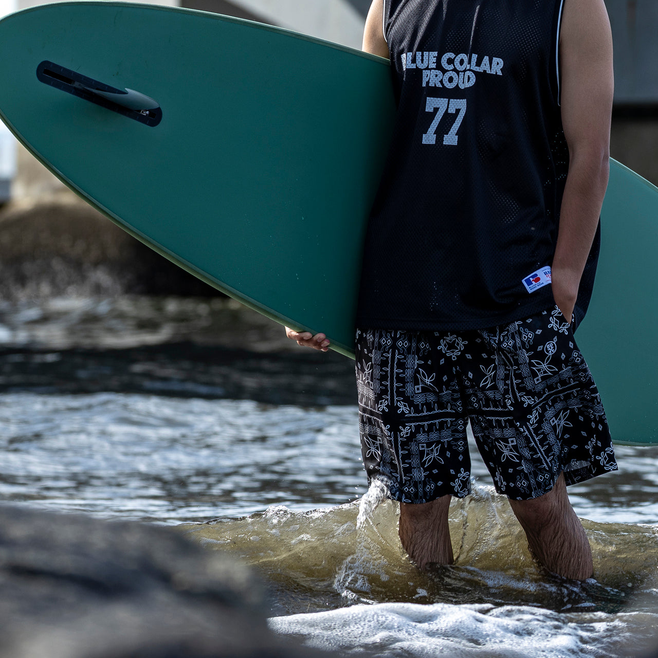 【店舗限定】BEACHED DAYS × BLUCO イージーショーツ バンダナ